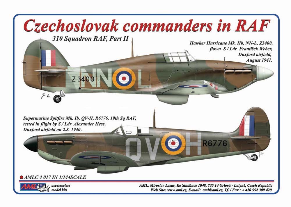 1:144 Hawker Hurricane Mk.IIb and Supermarine Spitfire Mk.I Czechoslovak commanders in RAF part II