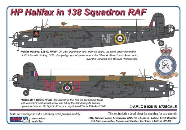 1:72 Handley-Page Halifax Mk.I/Mk.II in 138 Squadron RAF