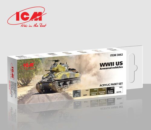Acrylic Paint Set for WWII US Armored Vehicles