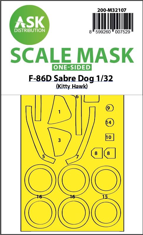 1:32 F-86D Sabre Dog one-sided express fit mask for Kitty Hawk
