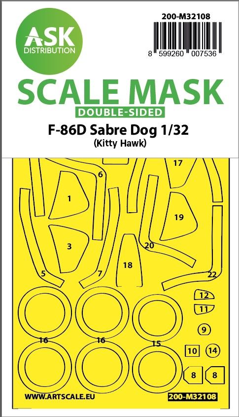 1:32 F-86D Sabre Dog double-sided express fit mask for Kitty Hawk