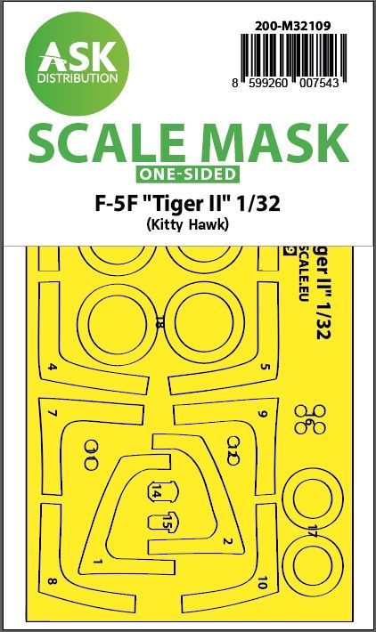1:32 F-5F Tiger II one-sided express fit mask for Kitty Hawk