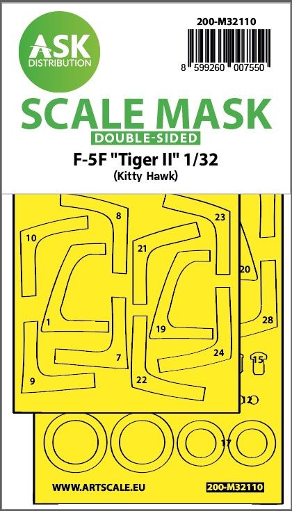 1:32 F-5F Tiger II double-sided express fit mask for Kitty Hawk
