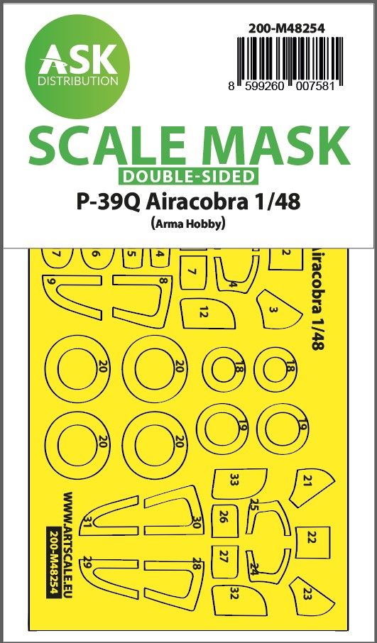 1:48 P-39Q Airacobra double-sided express fit mask for Arma Hobby