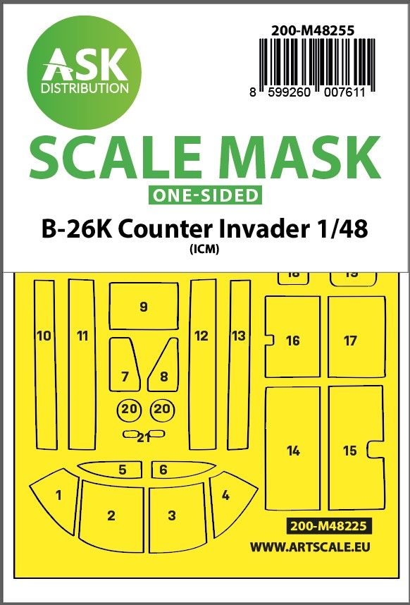 1:48 B-26K Counter Invader one-sided express fit mask for ICM