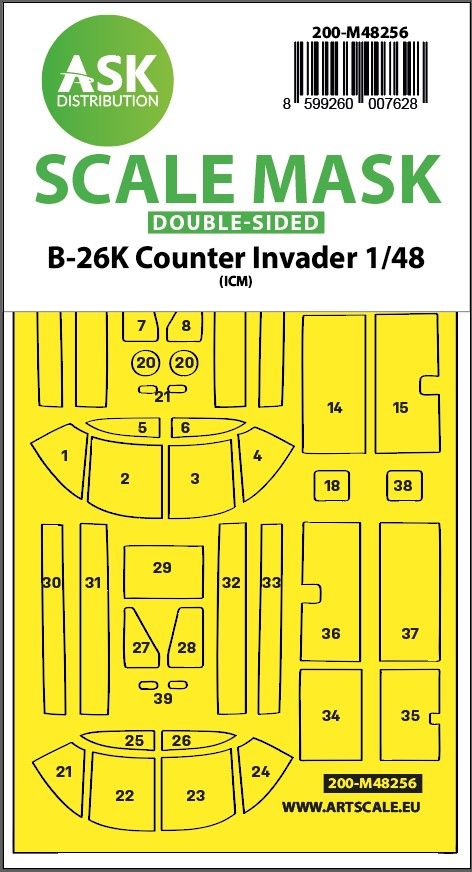 1:48 B-26K Counter Invader double-sided express fit mask for ICM