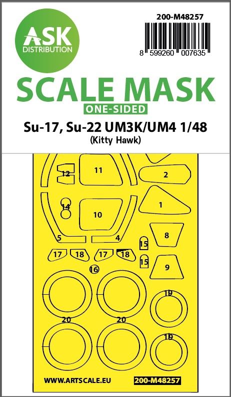1:48 Su-17, Su-22 UM3K/UM4 one-sided express fit mask for Kitty Hawk