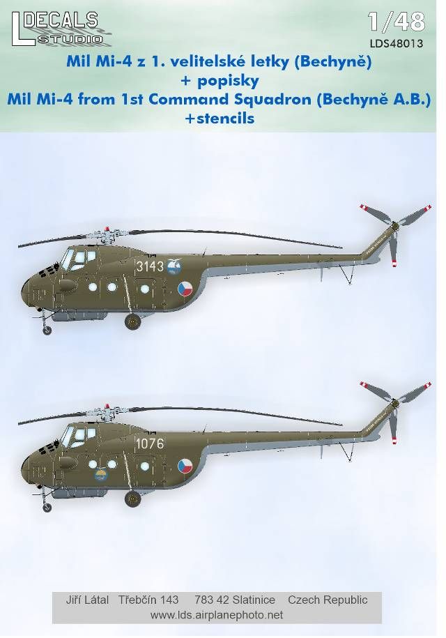 1:48 Mil Mi-4 1st Command Squadron Bechyne Air Base & stencils