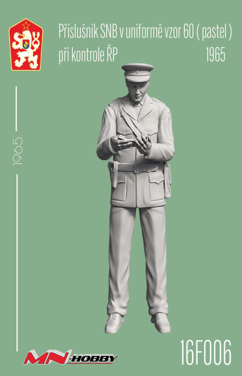 1:16 Příslušník SNB v uniformě vzor 60 (pastel) při kontrole ŘP