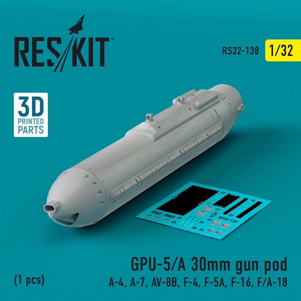 1:32 GPU-5/A 30mm gun pod (1 pcs) (A-4, LTV A-7, AV-8B, F-4, F-5A, F-16, F/A-18)