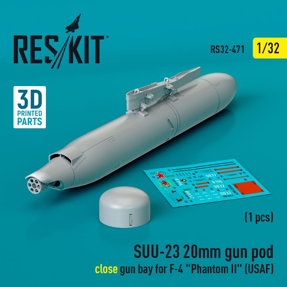 1:32 SUU-23 20mm gun pod (close gun bay) for McDonnell F-4 