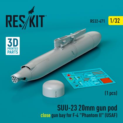 1:32 SUU-23 20mm gun pod (close gun bay) for McDonnell F-4 