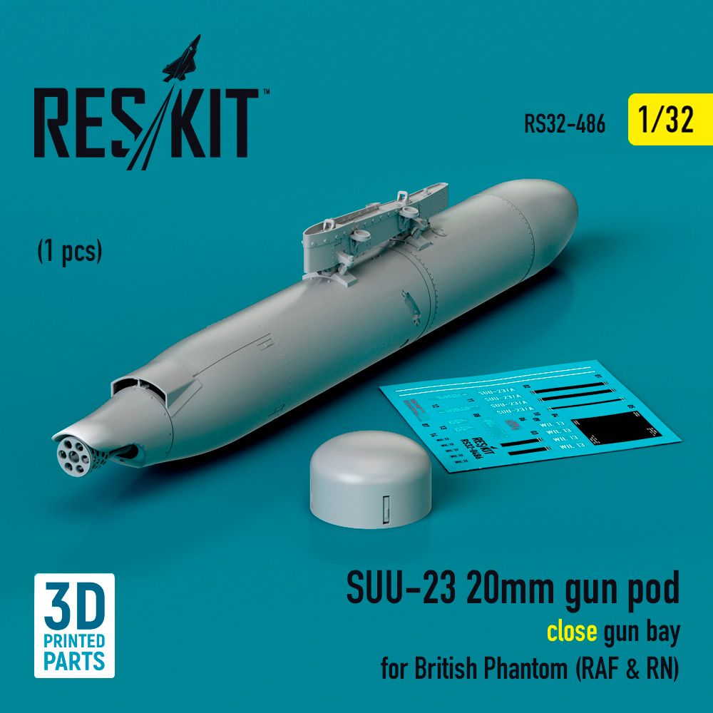 1:32 SUU-23 20mm gun pod (close gun bay) for British Phantom (RAF & RN) (1 pcs)