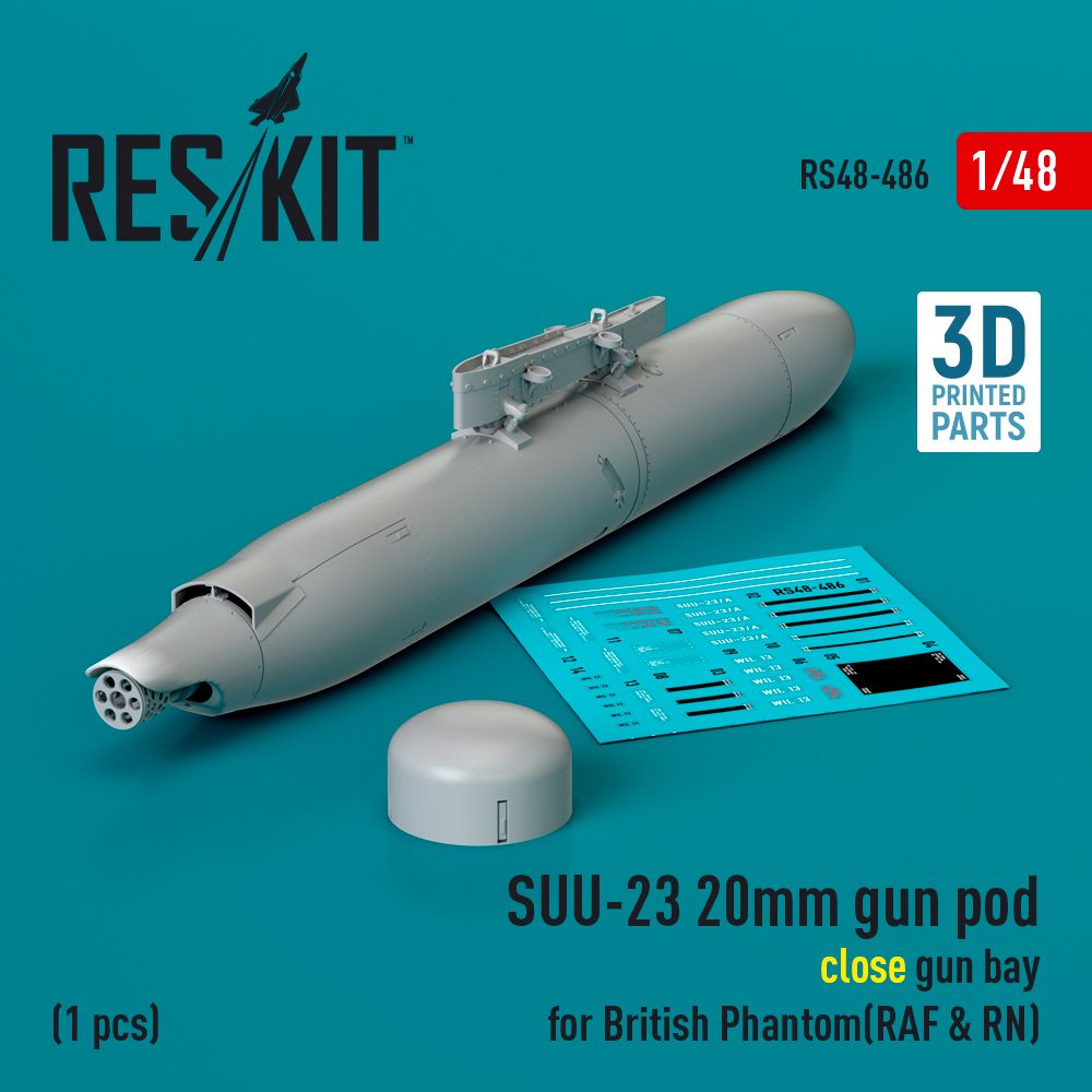 1:48 SUU-23 20mm gun pod (close gun bay) for British Phantom (RAF & RN) (1 pcs)