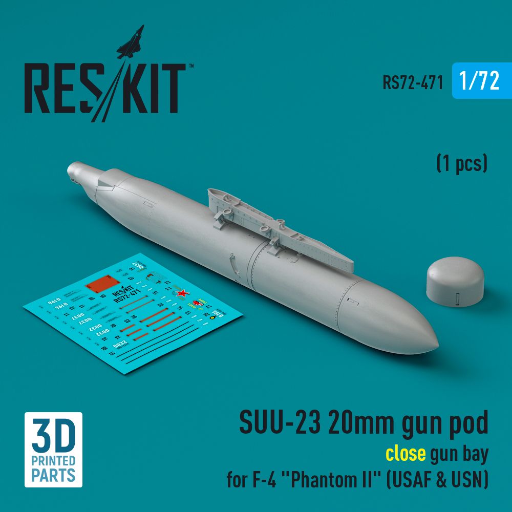 1:72 SUU-23 20mm gun pod (close gun bay) for McDonnell F-4 