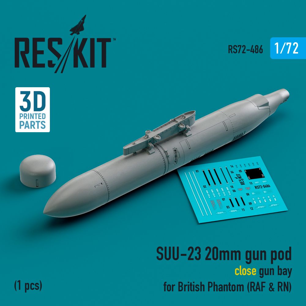 1:72 SUU-23 20mm gun pod (close gun bay) for British Phantom (RAF & RN) (1 pcs)