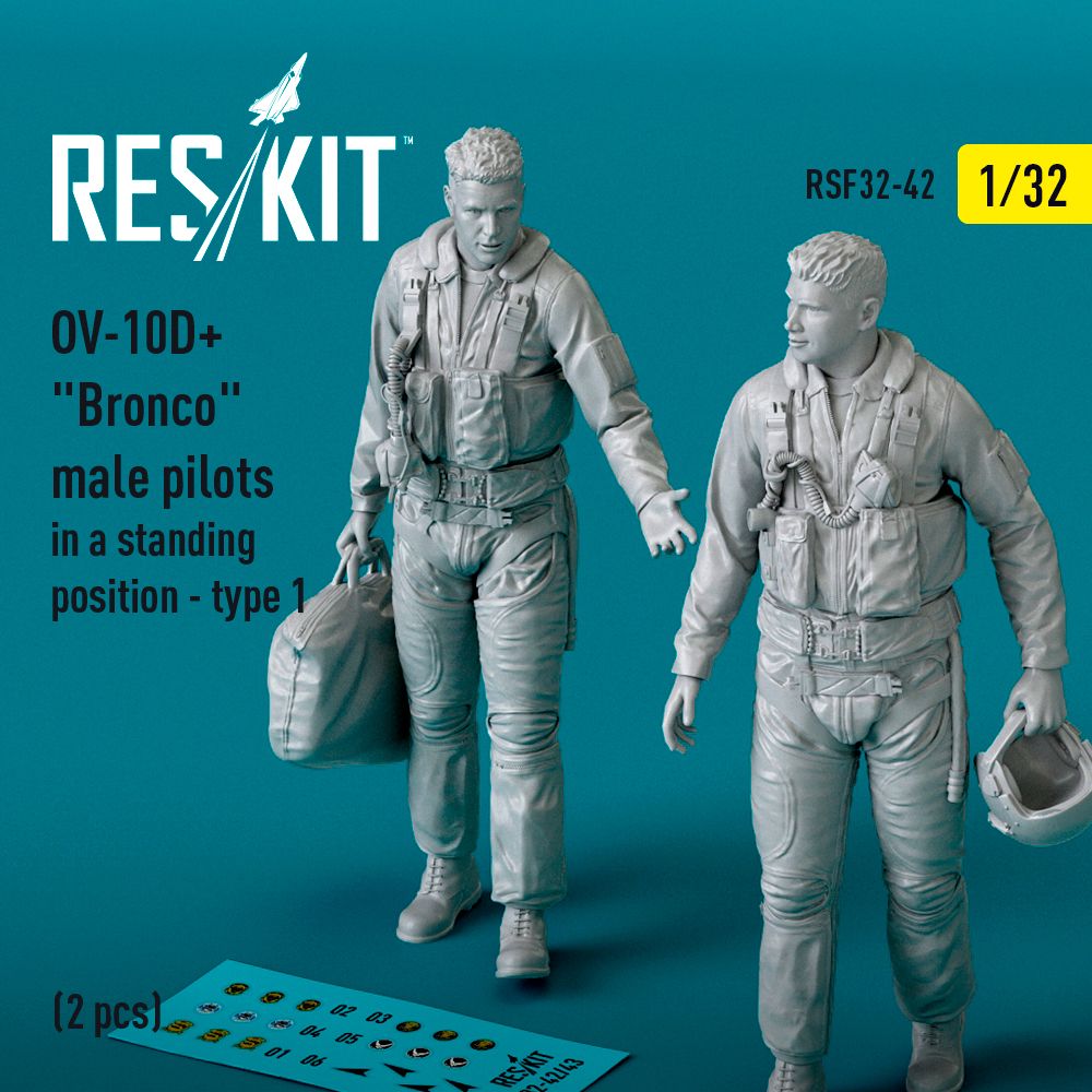 1:32 OV-10D+ Bronco male pilots (in a standing position - type 1) (2 pcs)