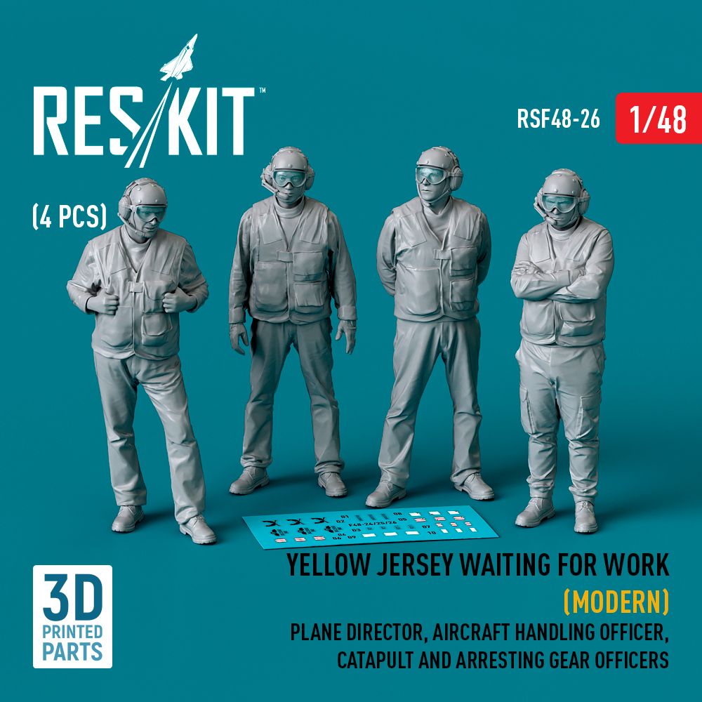 1:48 Yellow jersey waiting for work (Modern) Plane Director, Aircraft Handling Officer, Catapult and Arresting Gear Officers (4 pcs)