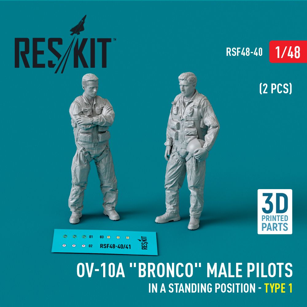 1:48 OV-10A Bronco male pilots (in a standing position - type 1) (2 pcs)