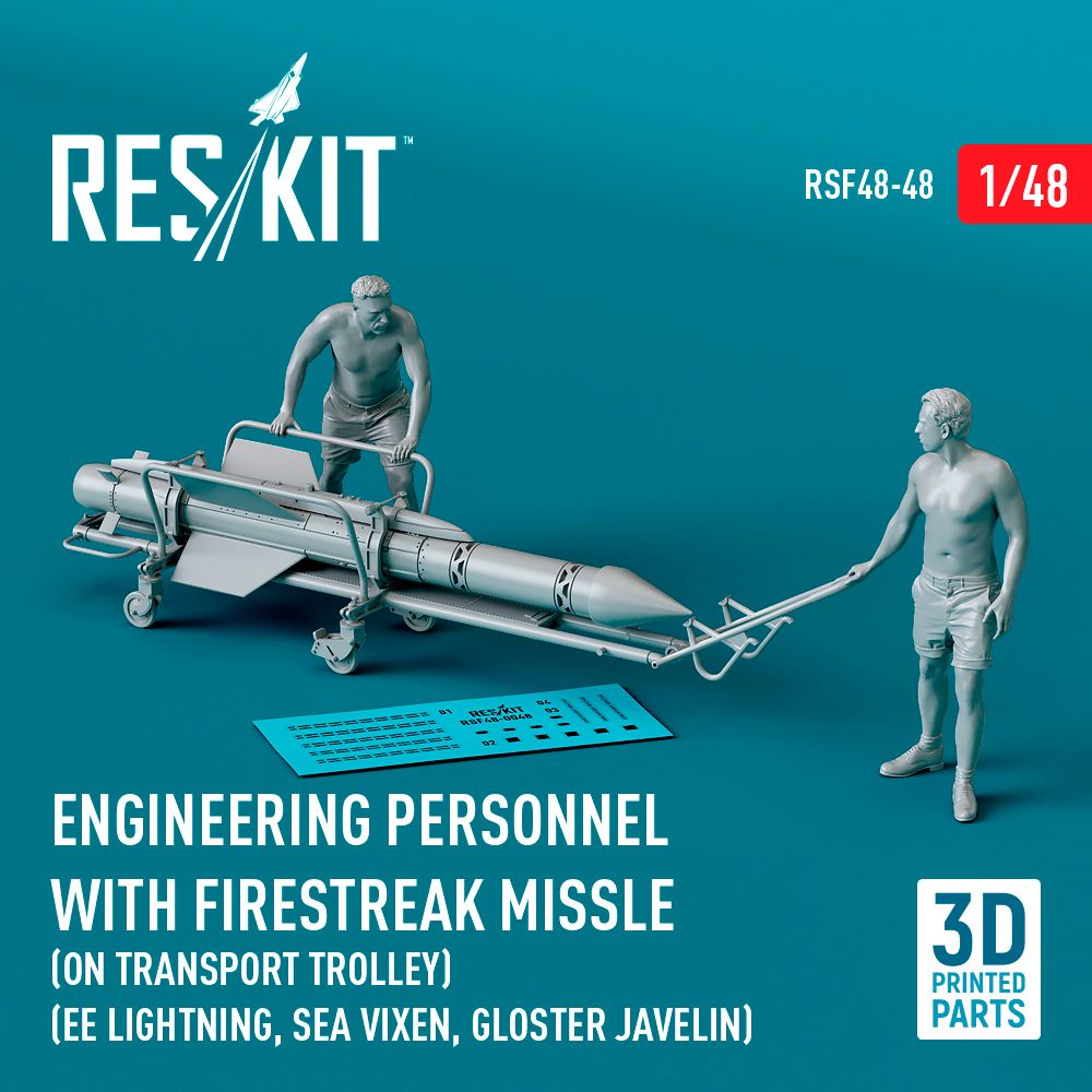 1:48 Engineering Personnel with Firestreak missle (on transport trolley) (BAC/EE Lightning, Sea Vixen, Gloster Javelin) (1 pcs)
