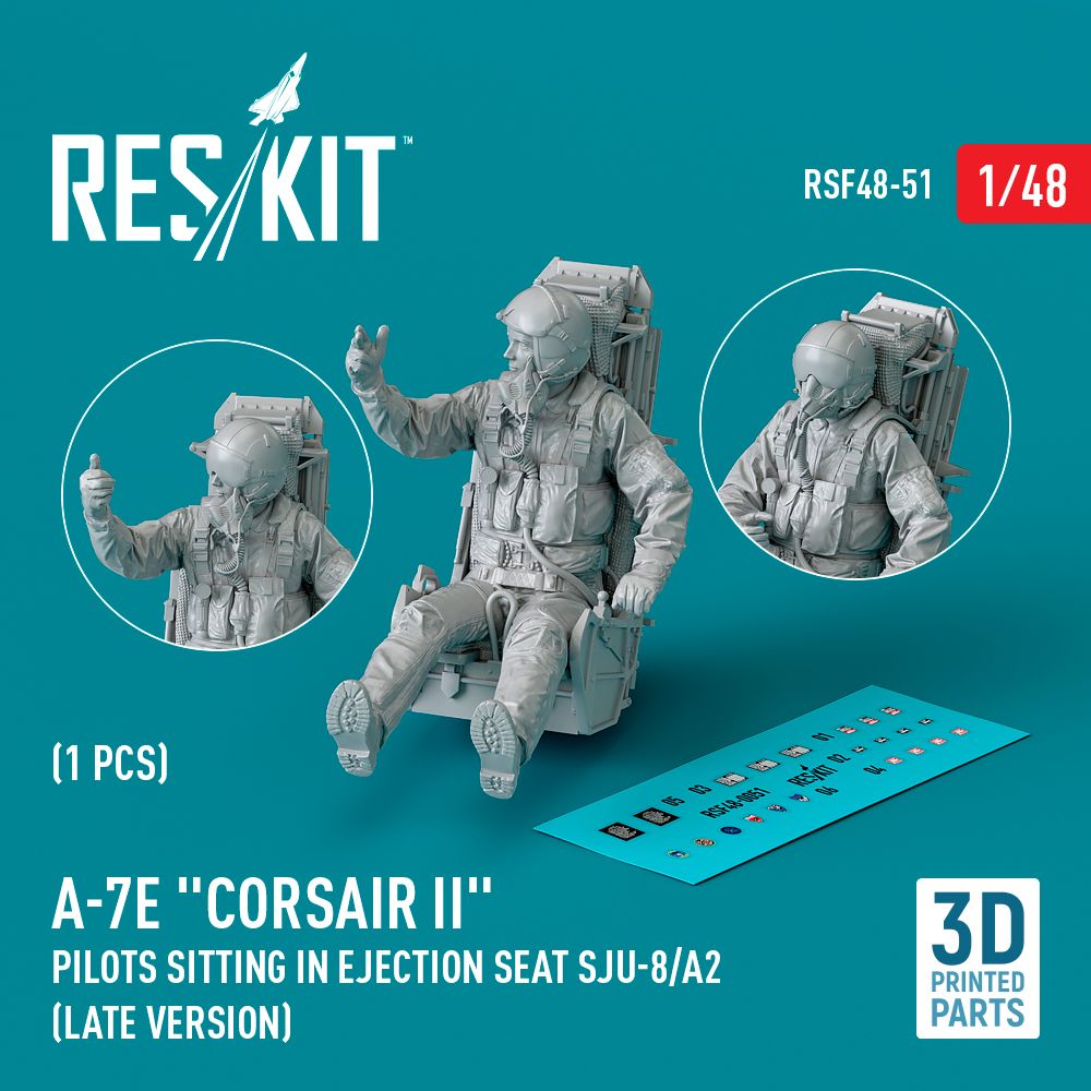 1:48 A-7E Corsair pilot sitting in ejection seat SJU-8/A2 (late version) (3D-Printed) (1 pcs)