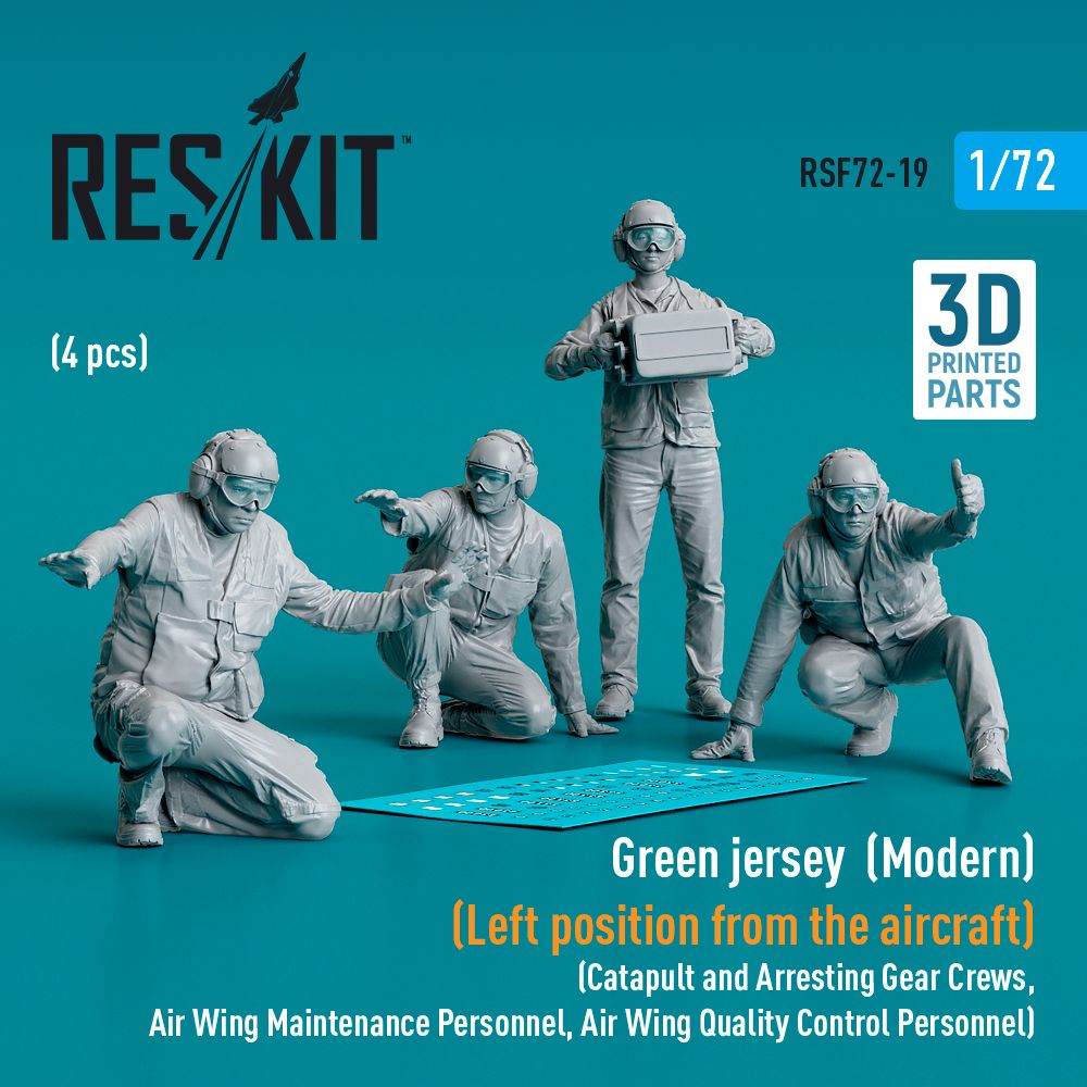 1:72 Green jersey (Modern) (Left position from the aircraft) (Catapult and Arresting Gear Crews, Air Wing Maintenance Personnel, Air Wing Quality Control Personnel) (4 pcs)