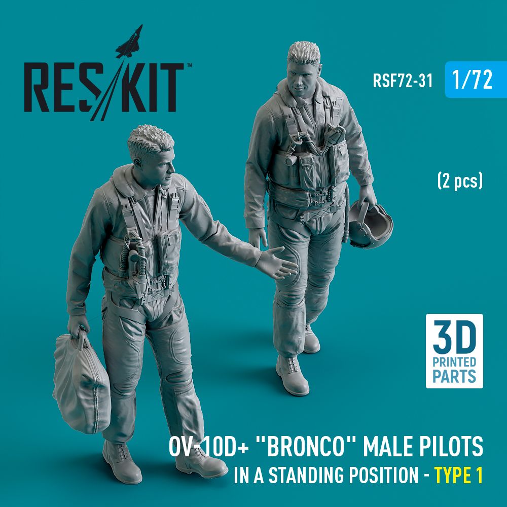 1:72 North-American/Rockwell OV-10D+ Bronco male pilots (in a standing position - type 1) (2 pcs)