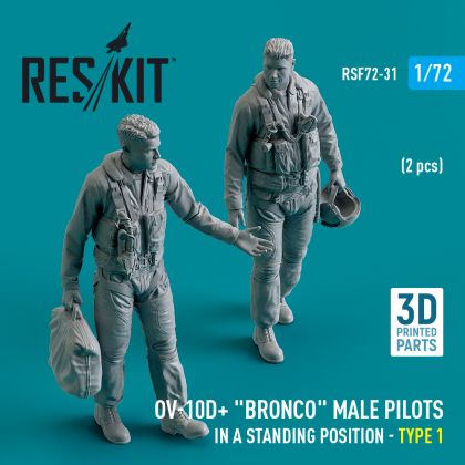 1:72 North-American/Rockwell OV-10D+ Bronco male pilots (in a standing position - type 1) (2 pcs)