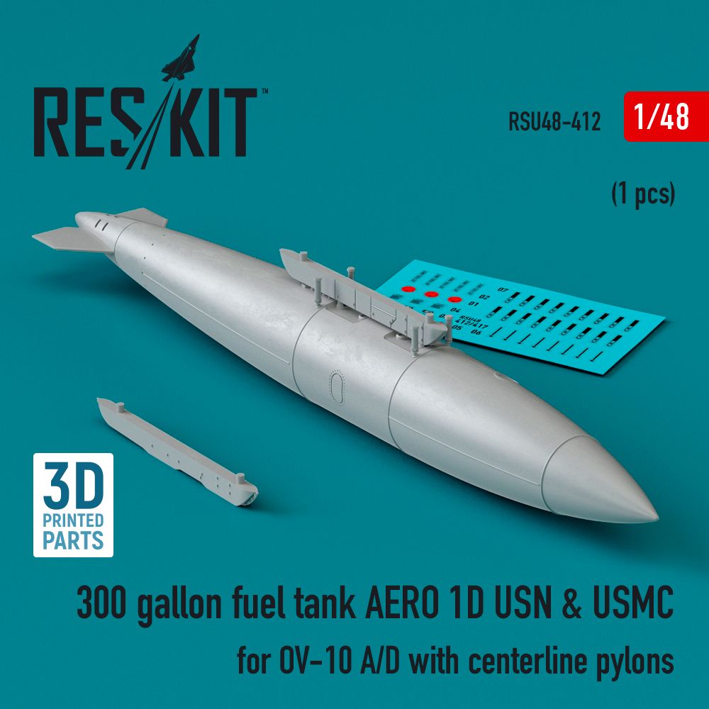 1:48 300 gallon fuel tank AERO 1D USN & USMC for North-American/Rockwell Bronco with centerline pylons (1 pcs)