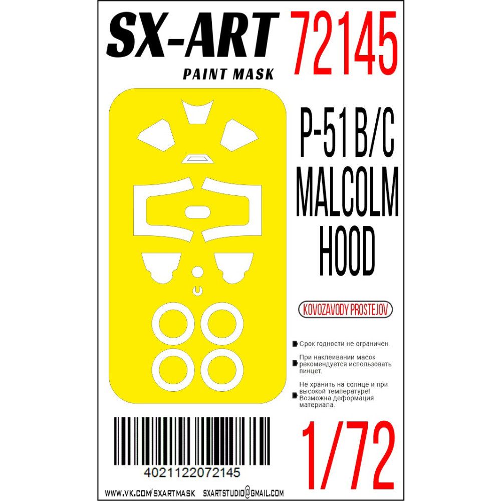 1:72 Paint mask P-51 B/C 'Malcolm Hood' (KPM)