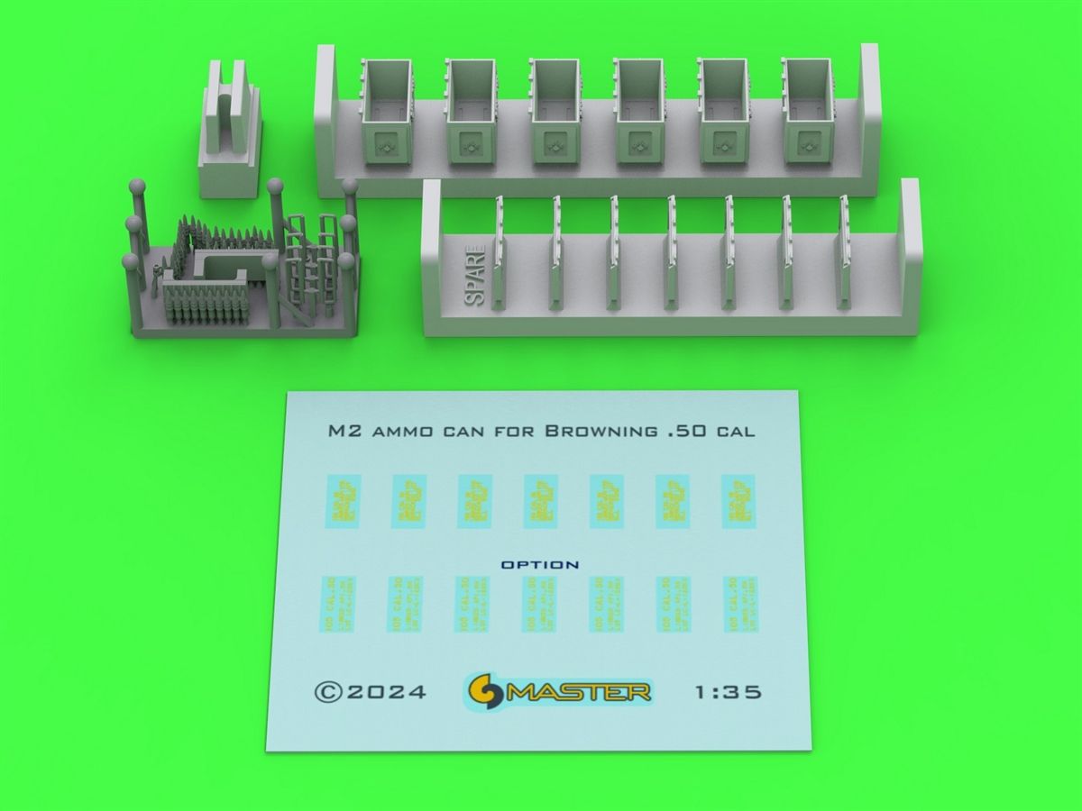1:35 M2 Ammunition Cans for Browning M2 .50 cal Machine Gun - WWII version (6 pcs) - OPENED