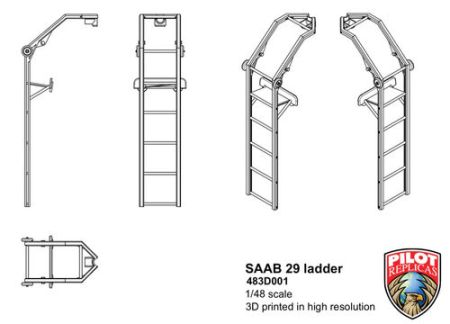 1:48 SAAB 29 Tunnan ladder, 3D printed