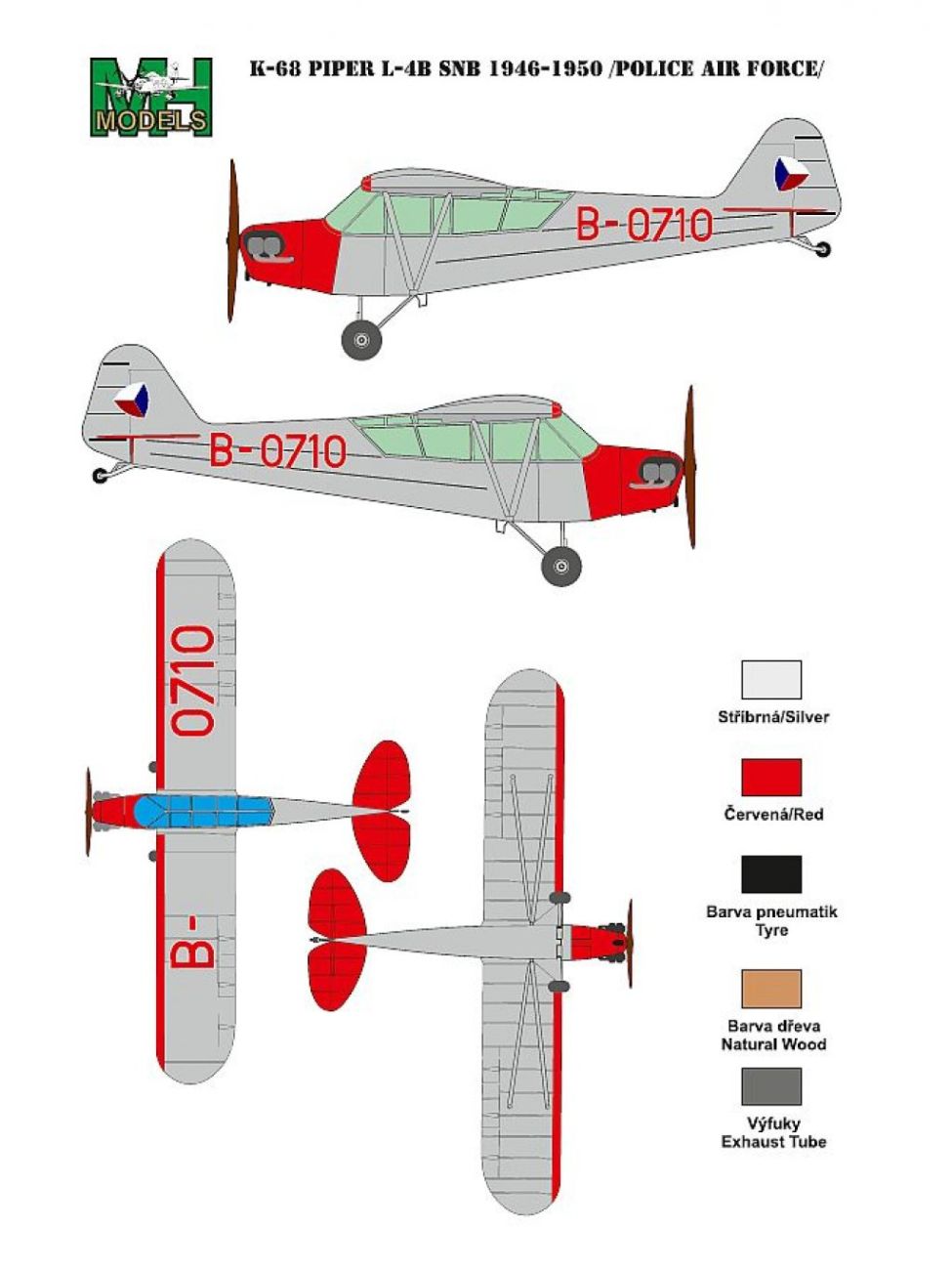 1:35 K-68 Piper L-4B SNB (Police Air Force) Markings Airbrush Mask for Bronco