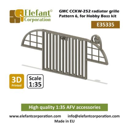 1:35 GMC CCKW radiator grille, pattern 6, for Hobby Boss kit