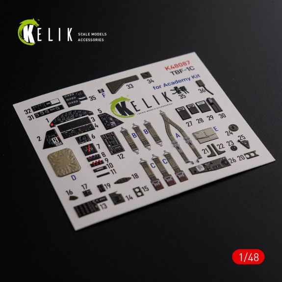 1:48 TBF-1C interior 3D decals for Academy kit