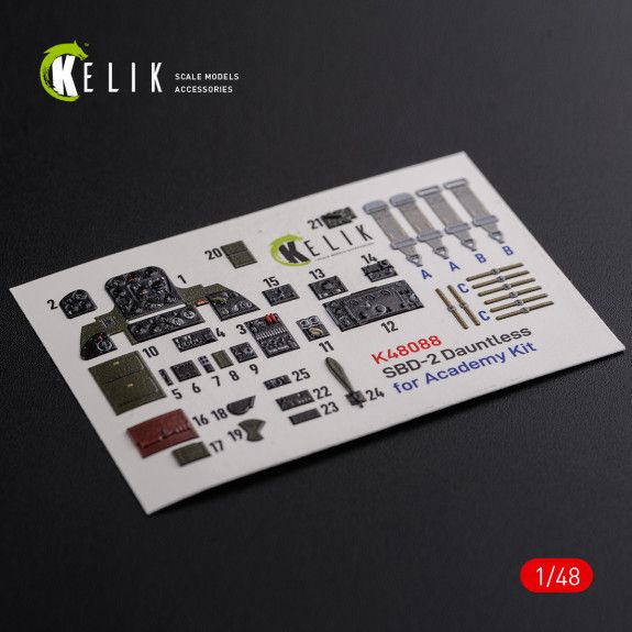 1:48 SBD-2 Dauntless interior 3D decals for Academy kit