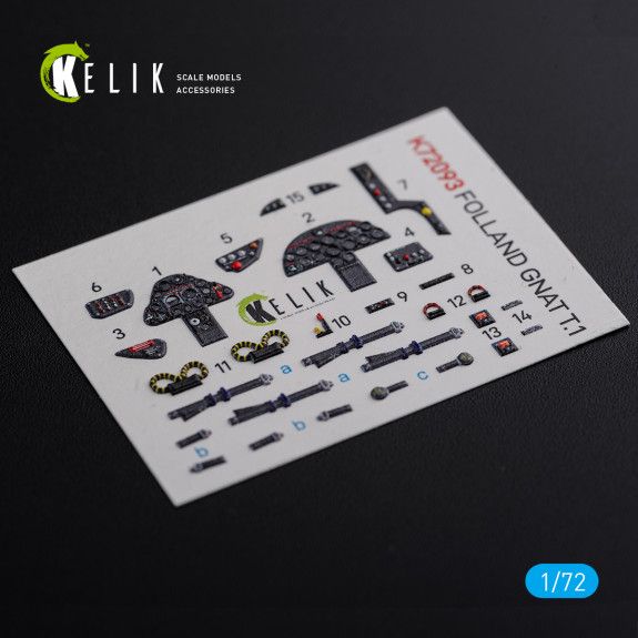 1:72 Folland Gnat T.1 interior 3D decals for Airfix kit