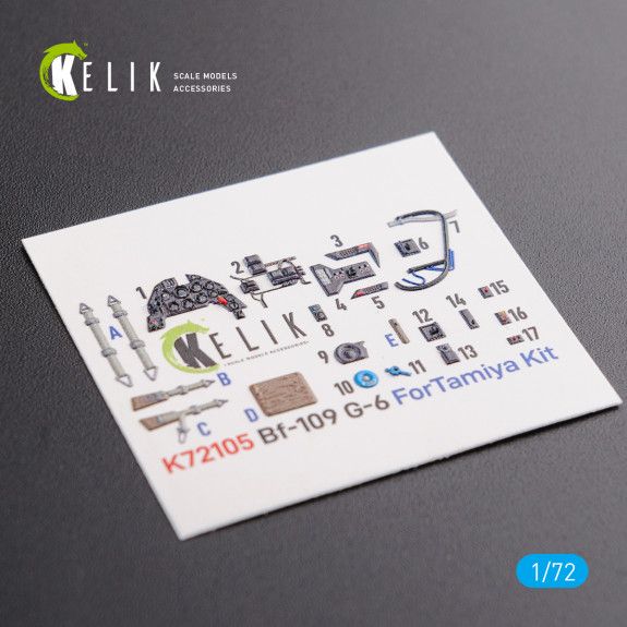 1:72 BF109 G-6 interior 3D decals for Tamiya kit