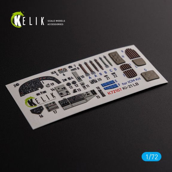 1:72 KI-21 interior 3D decals for ICM kit