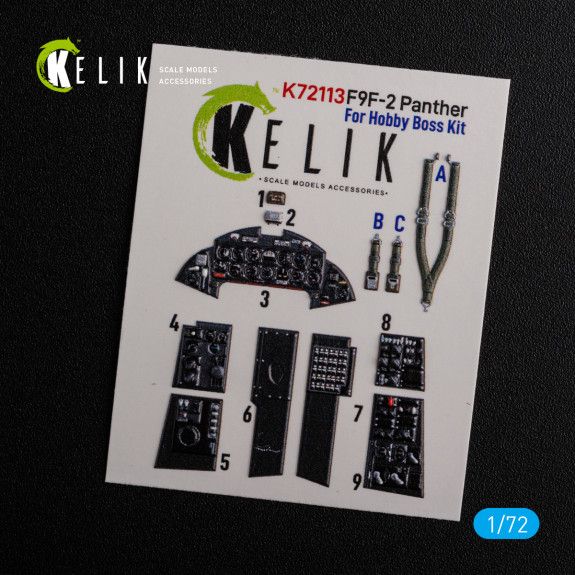 1:72 F9F-2 Panther interior 3D decals for HobbyBoss kit