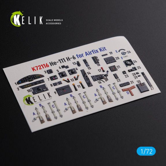 1:72 He-111 H6 interior 3D decals for Airfix kit