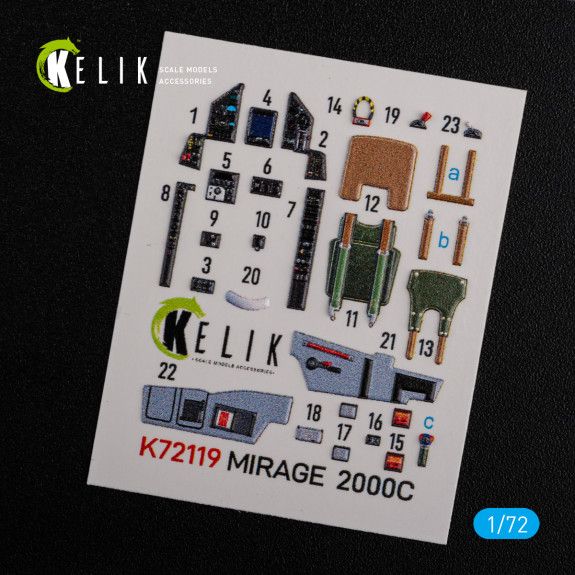 1:72 Mirage 2000C interior 3D decals forModelSvit kit