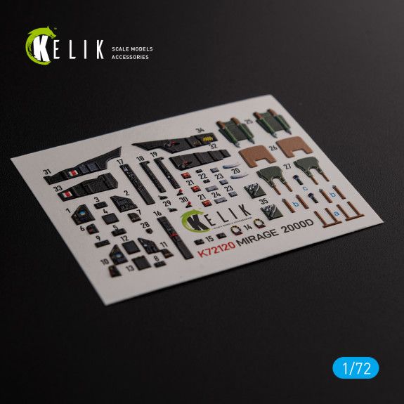 1:72 Mirage 2000D interior 3D decals forModelSvit kit