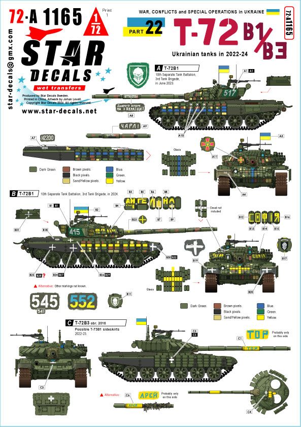 1:72 War In Ukraine #22 - Ukrainian T-72B1 And T-72B3 obr 2016 In 2022-24