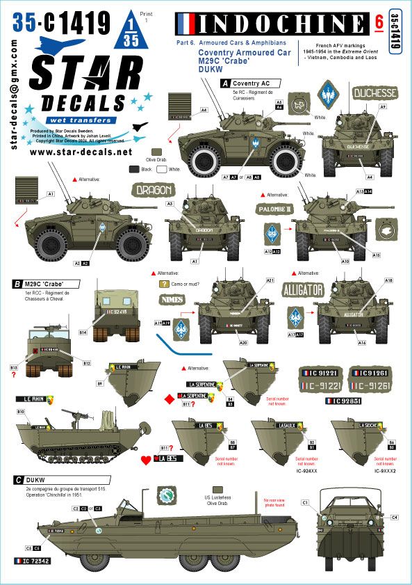 1:35 Indochine #6, Armoured Cars And Amphibians - Coventry Armoured Car, M29C 'Crabe', DUKW