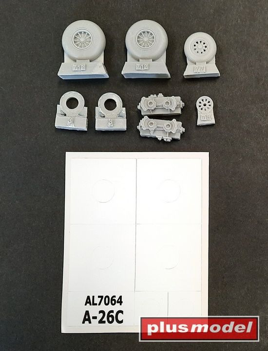 1:72 A-26C Invader wheels groved pattern