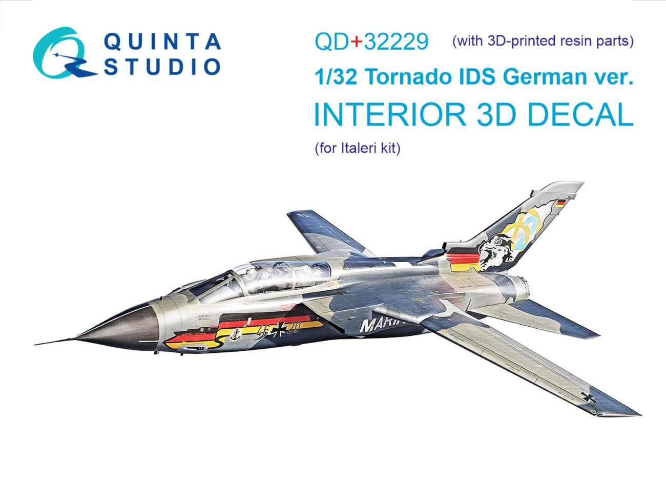 1:32 Tornado IDS German 3D-Printed & coloured Interior on decal paper (Italeri) (with 3D-printed resin parts)