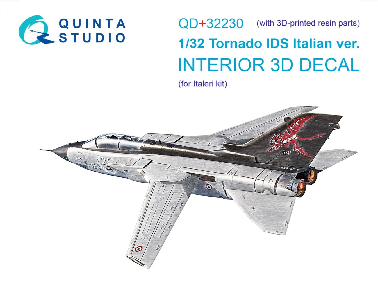 1:32 Tornado IDS Italian 3D-Printed & coloured Interior on decal paper (Italeri) (with 3D-printed resin parts)