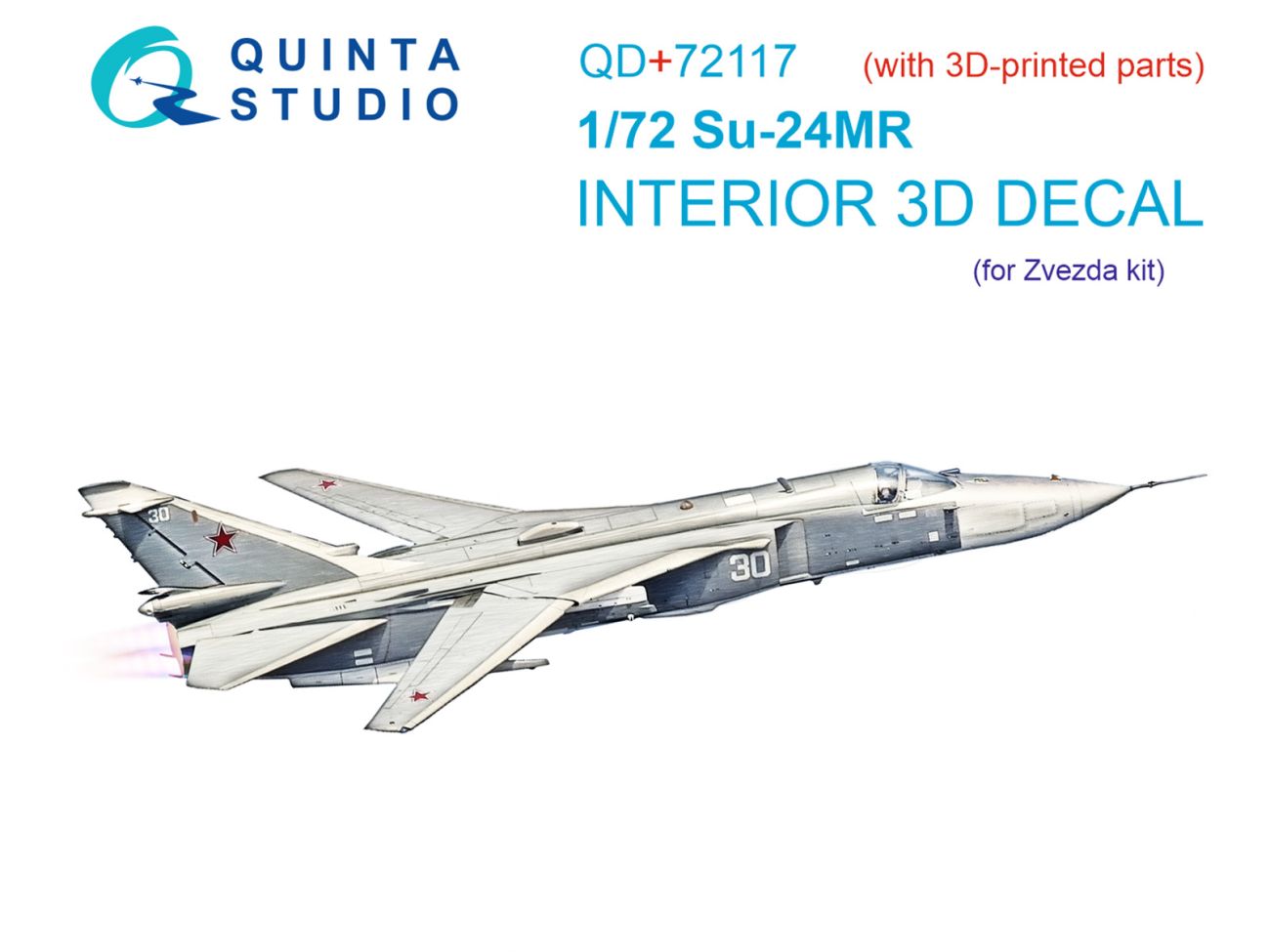 1:72 Su-24MR 3D-Printed & coloured Interior on decal paper (Zvezda) (with 3D-printed resin part)