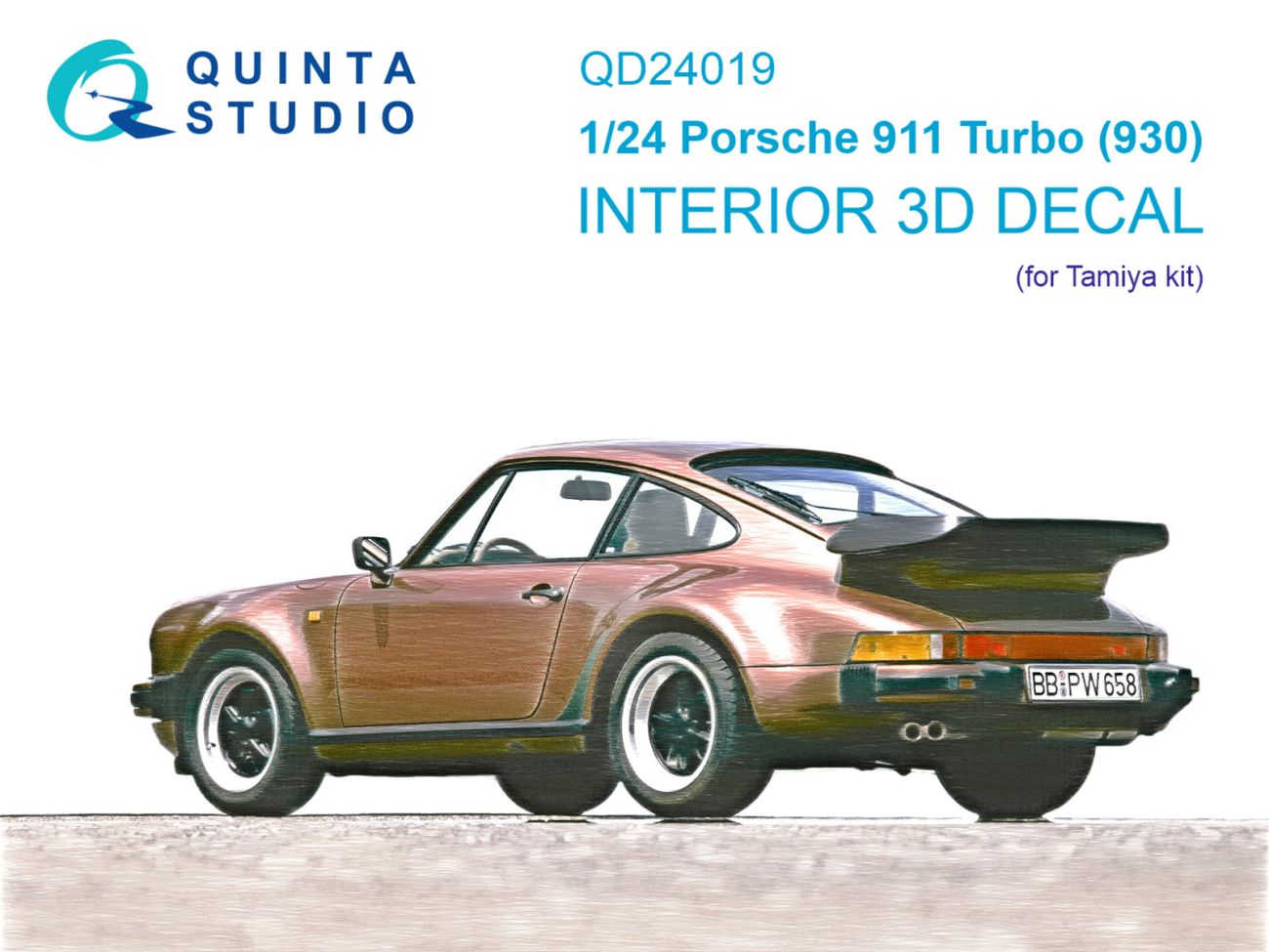 1:24 Porsche 911 Turbo (930) 3D-Printed & coloured Interior on decal paper (Tamiya)